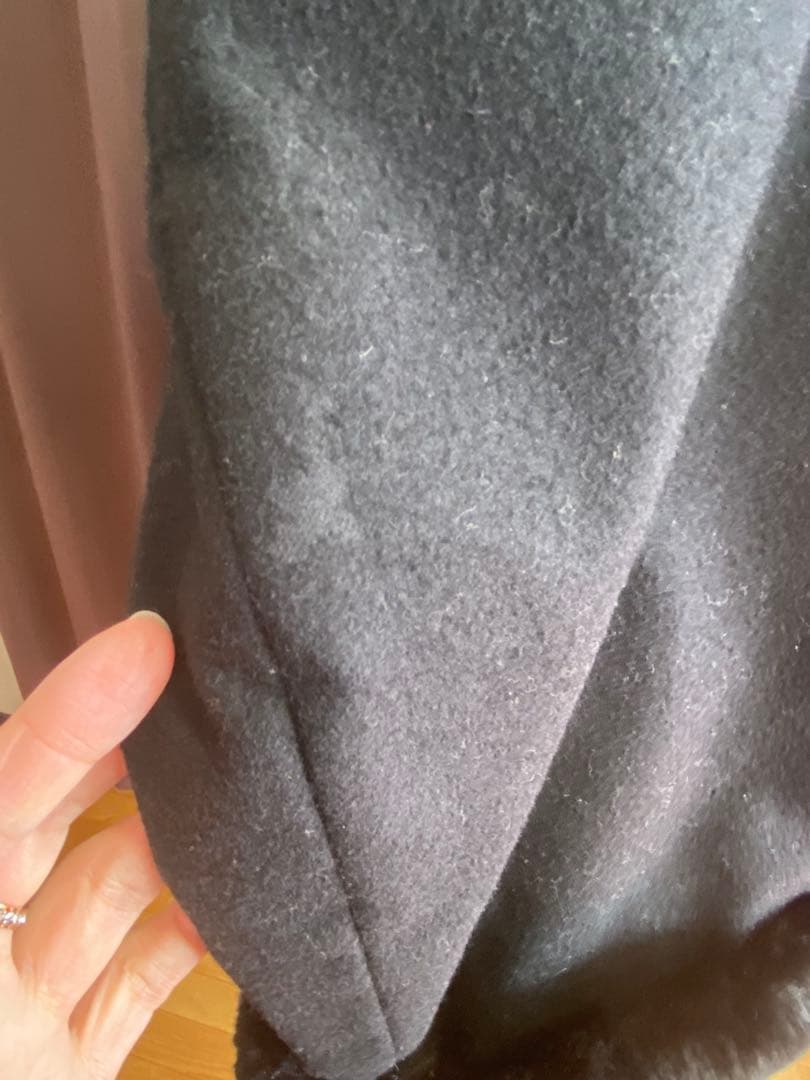 Yohji Yamamoto +Noir　黒のファー襟ダブルブレストコート