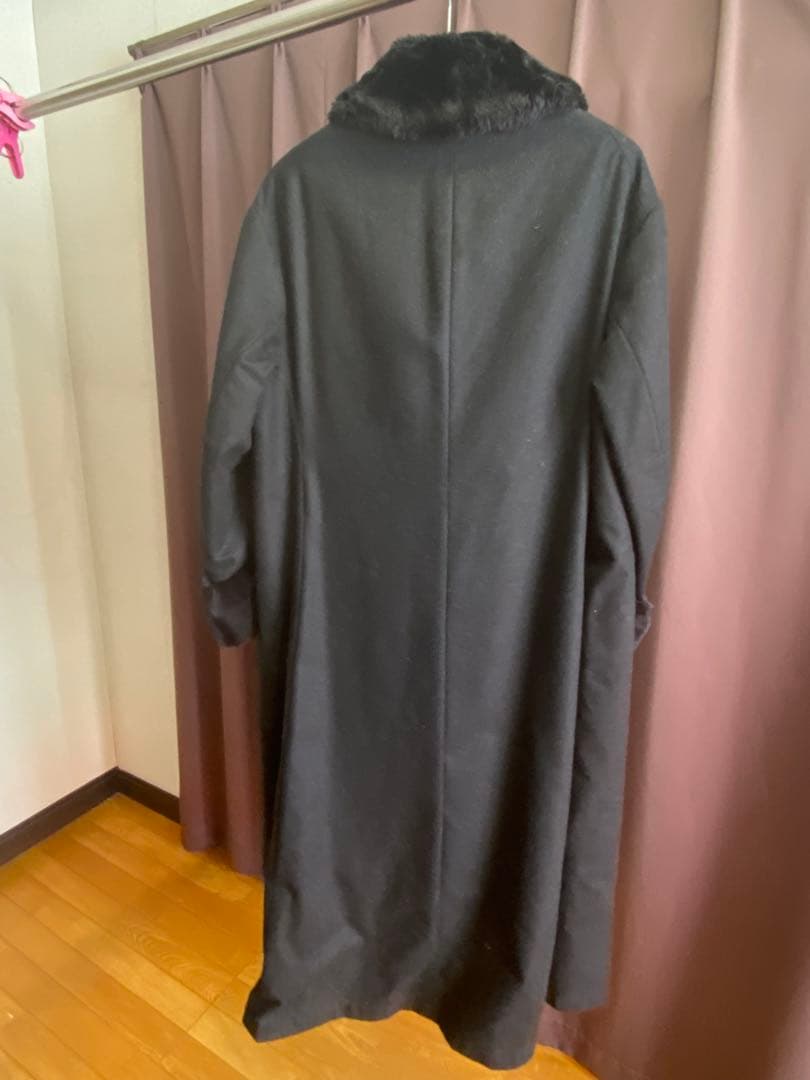 Yohji Yamamoto +Noir　黒のファー襟ダブルブレストコート