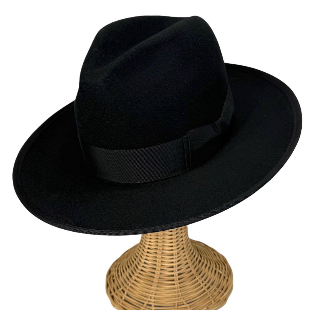 STETSON SE827 フラットブリムフェルトハット　黒色