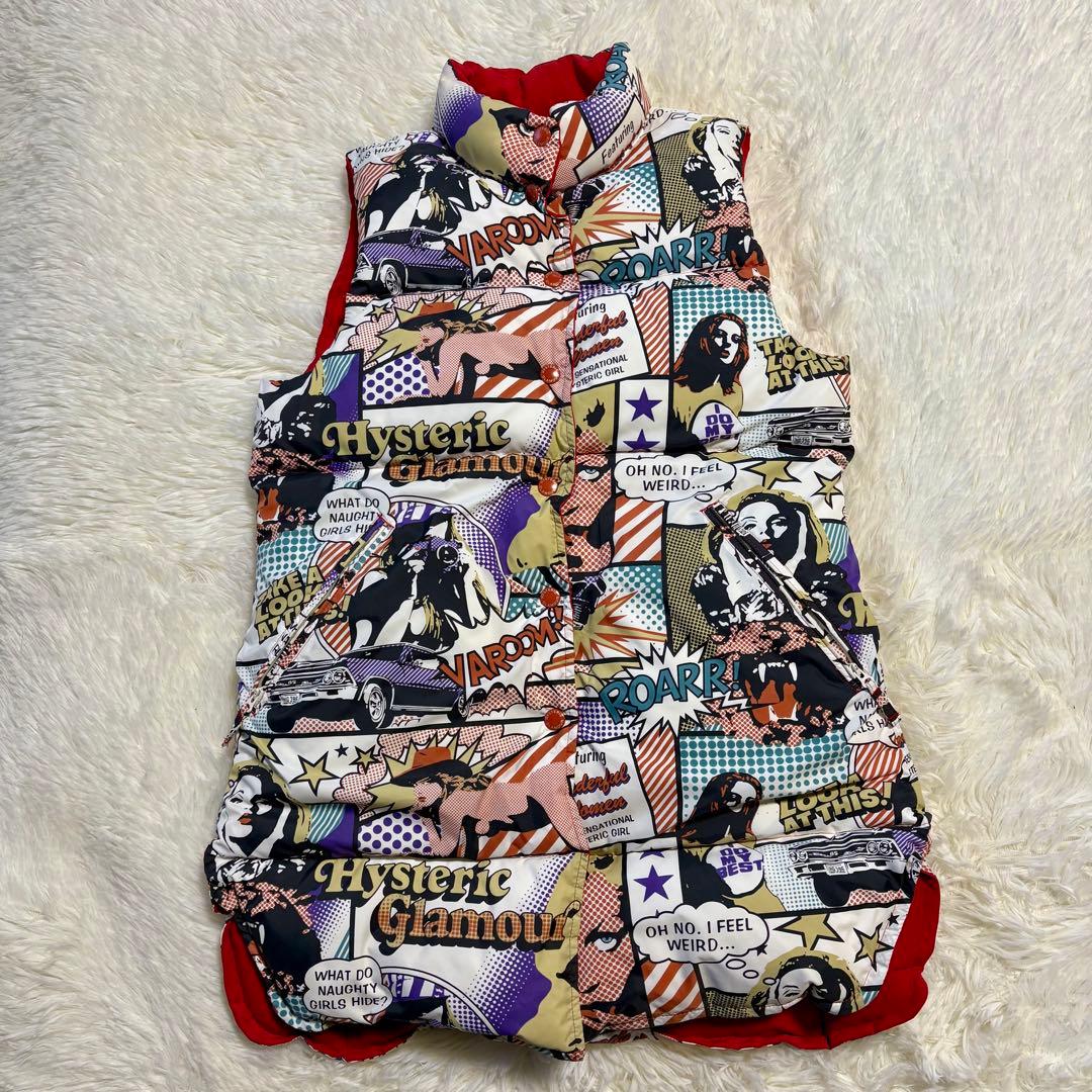 ヒステリックグラマー　アメコミ柄　リバーシブルダウンベスト