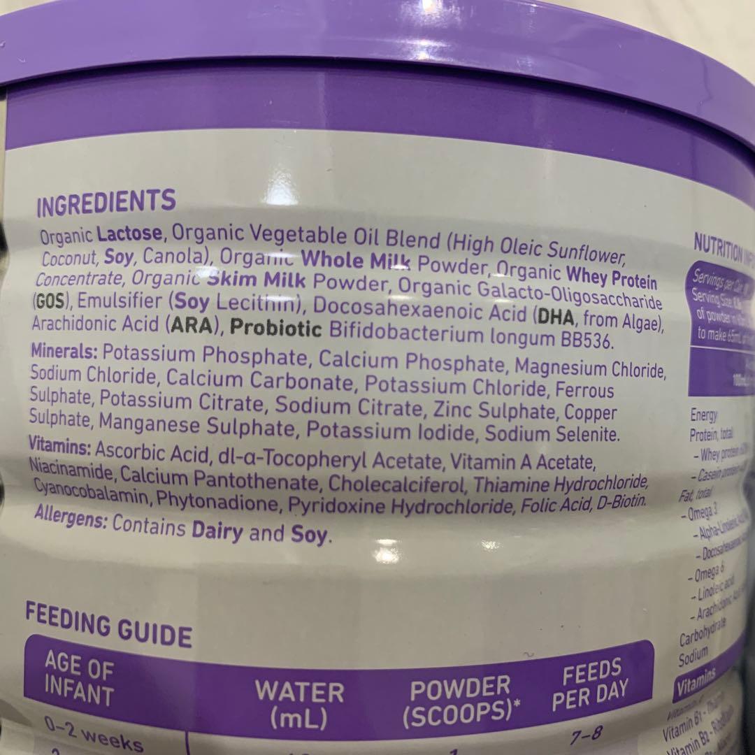 Bubs バブズ オーガニック粉ミルク800g ステップ1(0〜6ヶ月) ×9缶