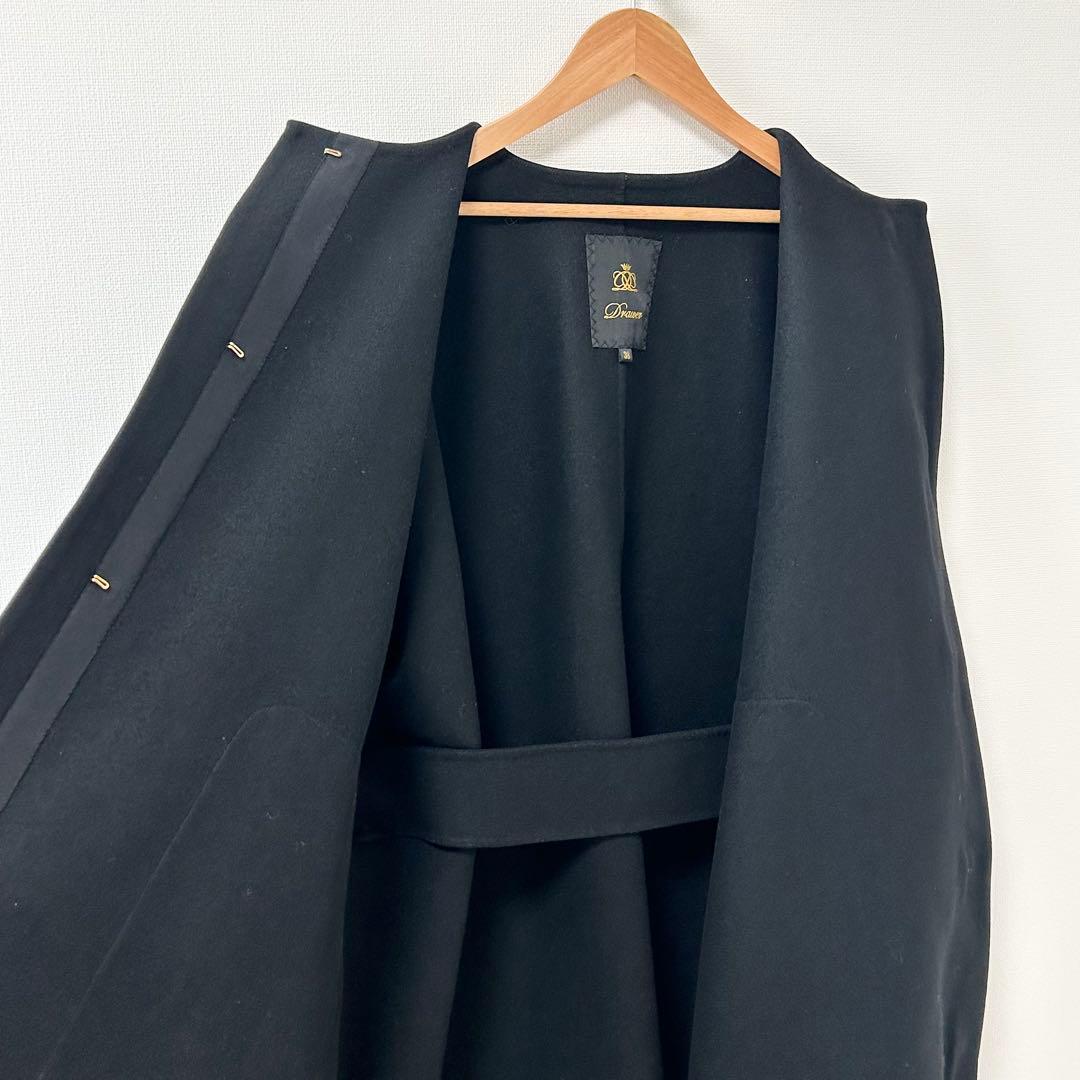 Drawer リバー ノーカラーコート　ブラック　38