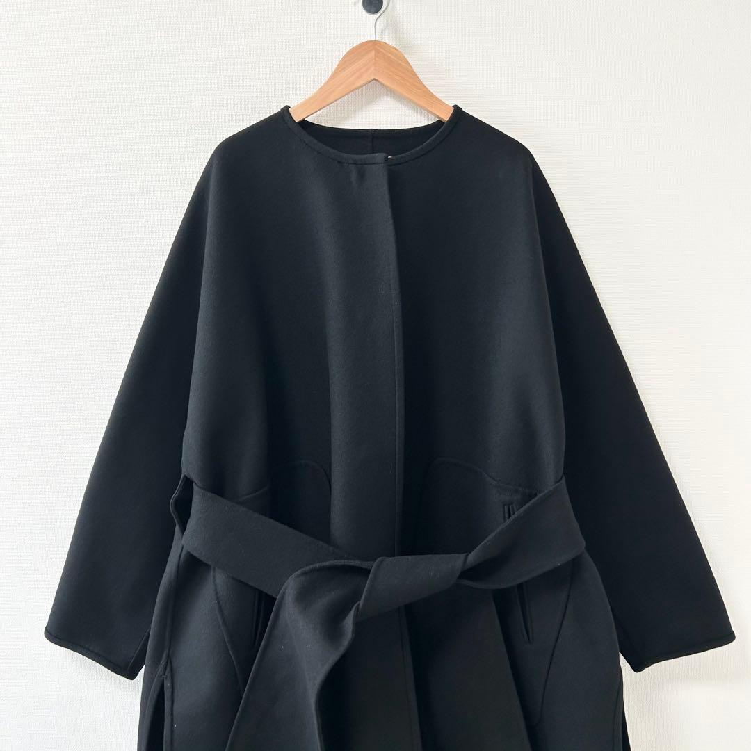 Drawer リバー ノーカラーコート　ブラック　38