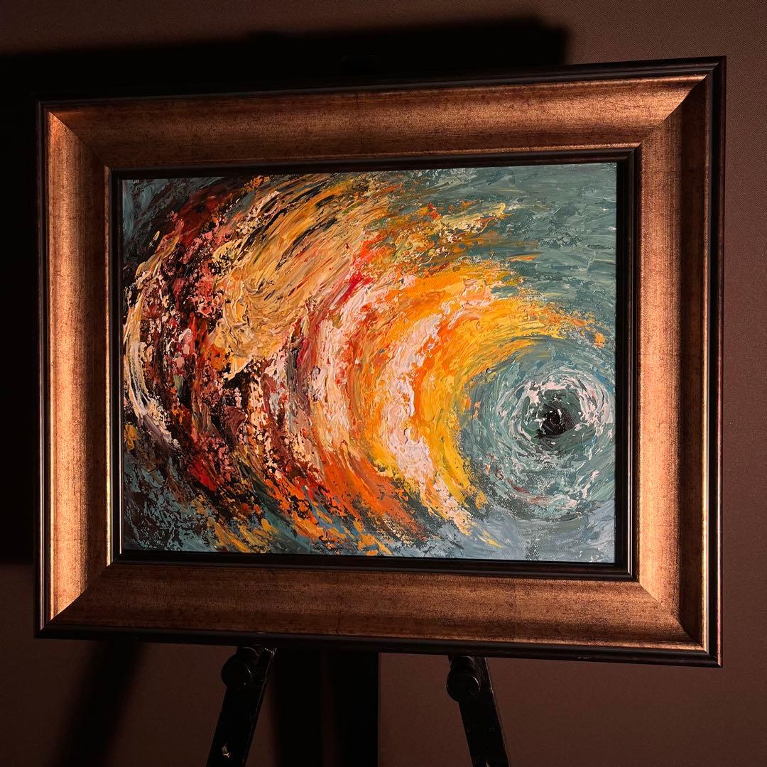 手書き油絵 抽象画 universe額付 絵画 インテリア 油彩画