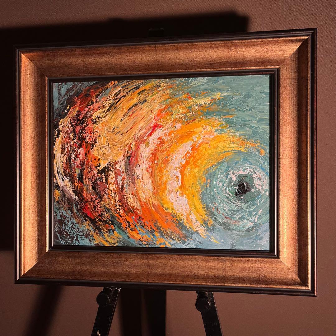 手書き油絵 抽象画 universe額付 絵画 インテリア 油彩画