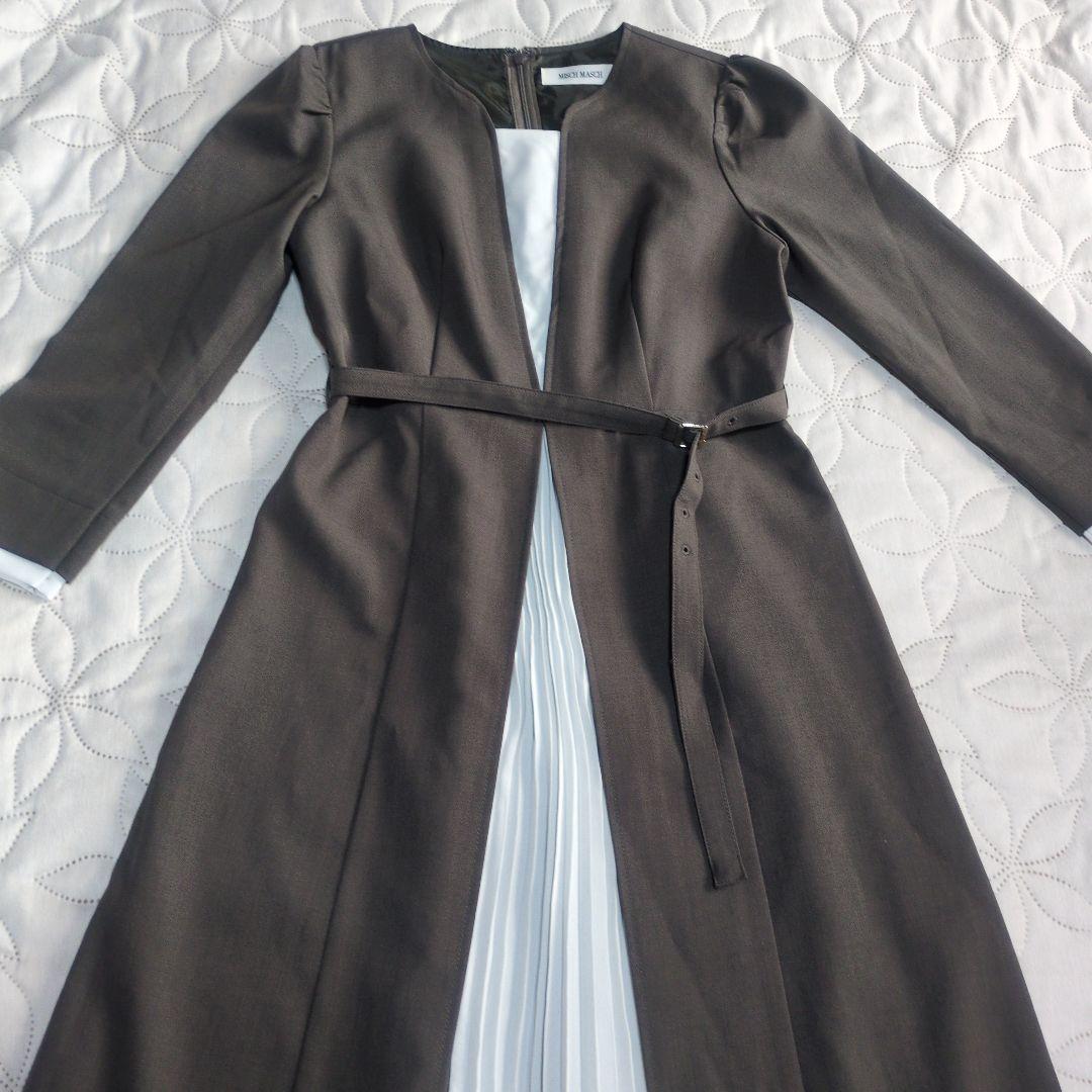 【完売品】ミッシュマッシュ　フロントプリーツワンピース　モカ　Мサイズ