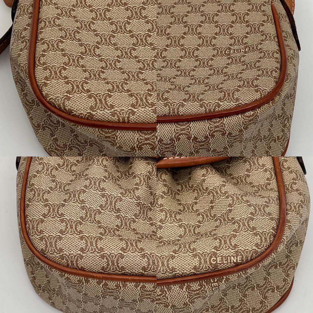 【美品】CELINE ショルダーバッグ 斜めがけ ホワイトマカダム柄 トリオンフ