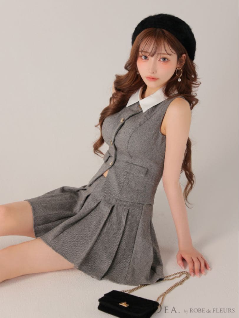 ローブドフルールクラシカルベストセットアップフレアミニキャバドレス