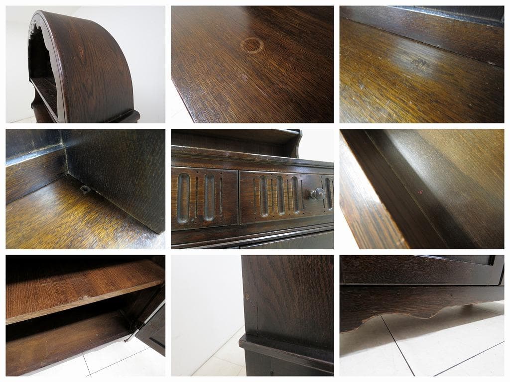 英国製 ウェルシュドレッサー オーク材 ヴィンテージ カップボード 飾り棚 食器