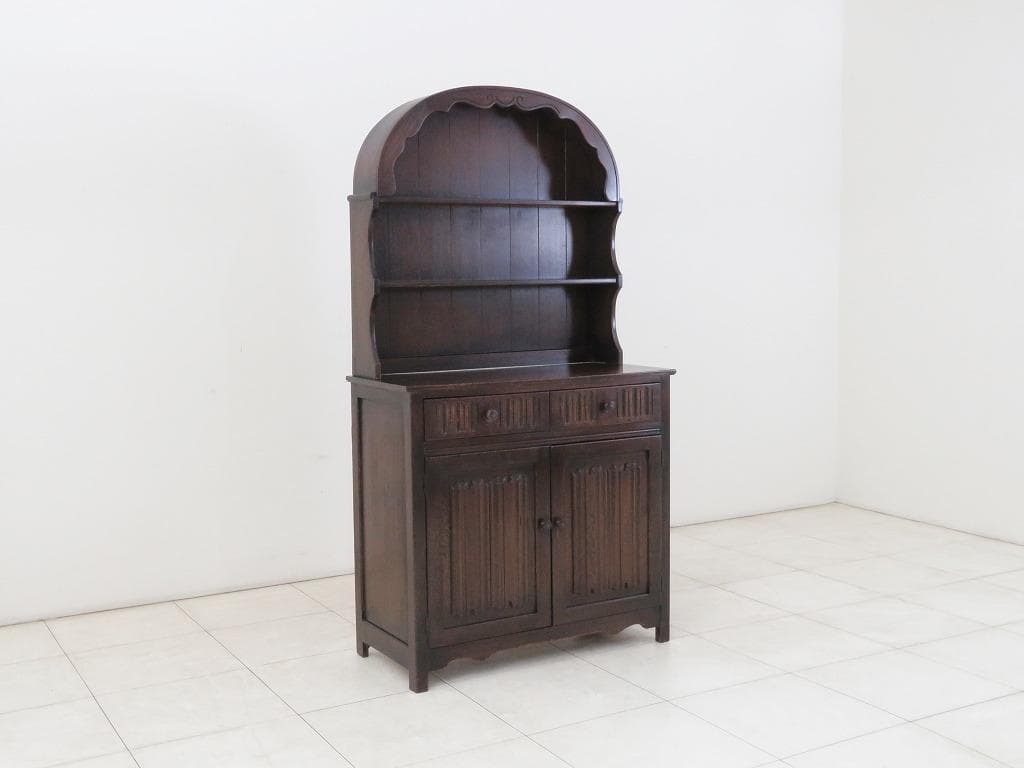 英国製 ウェルシュドレッサー オーク材 ヴィンテージ カップボード 飾り棚 食器