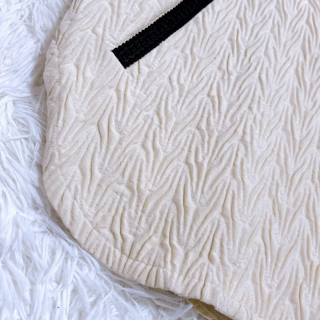 DES PRES ヘリンボーン ジャカード ノーカラー ショートコート ウール混