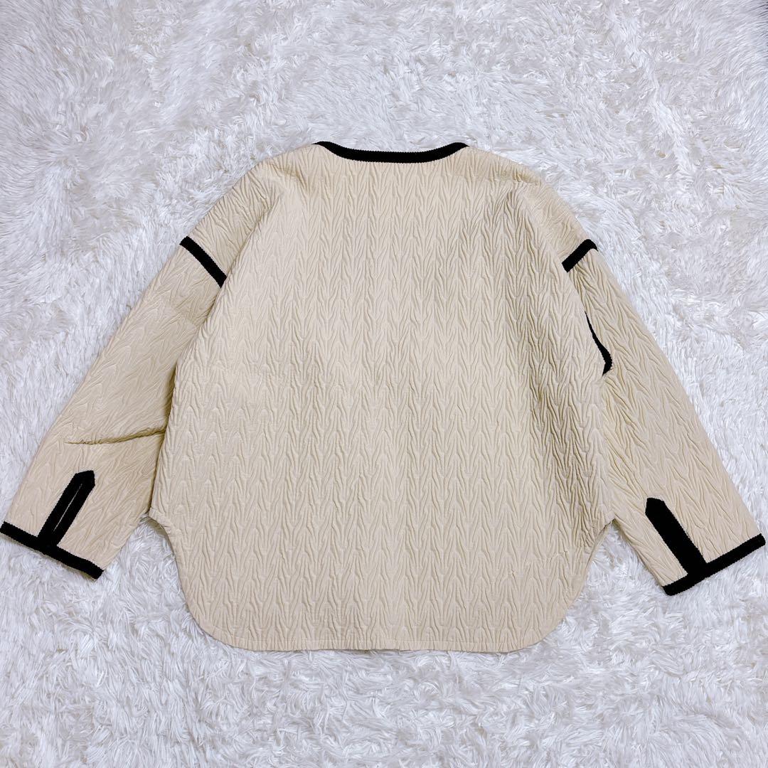 DES PRES ヘリンボーン ジャカード ノーカラー ショートコート ウール混