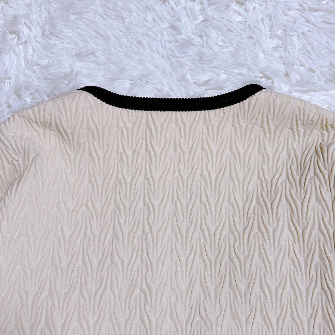 DES PRES ヘリンボーン ジャカード ノーカラー ショートコート ウール混