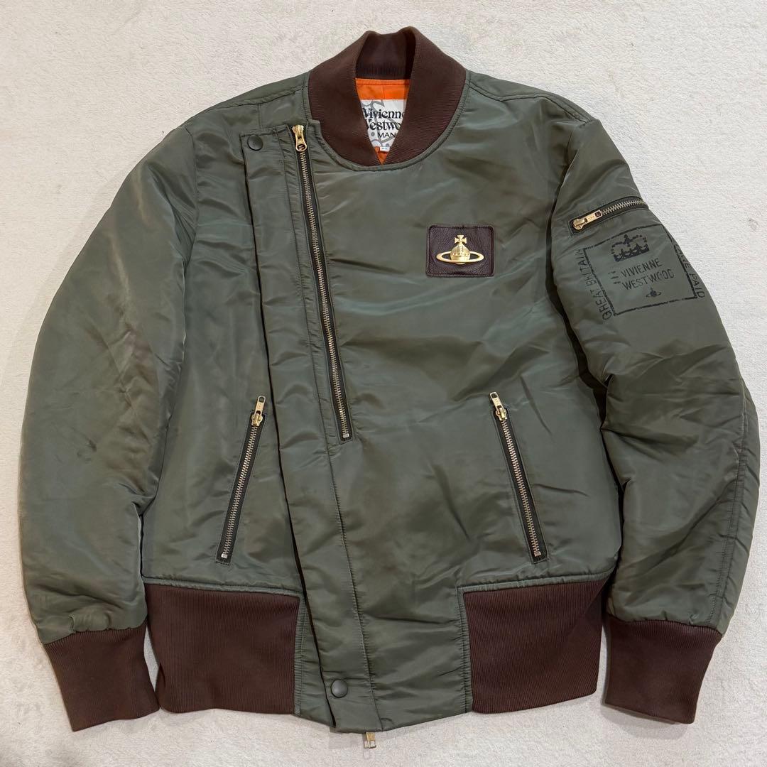 ヴィヴィアンウエストウッドマン　MA-1　ライダース　変形　アシメ　立体オーブ