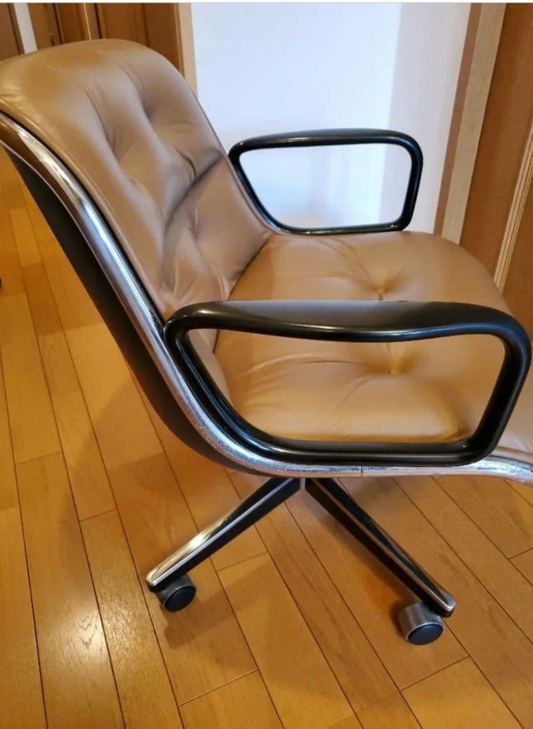 【専用】knoll ポロックチェア 4本脚 キャスター レザー本革オフィスチェア