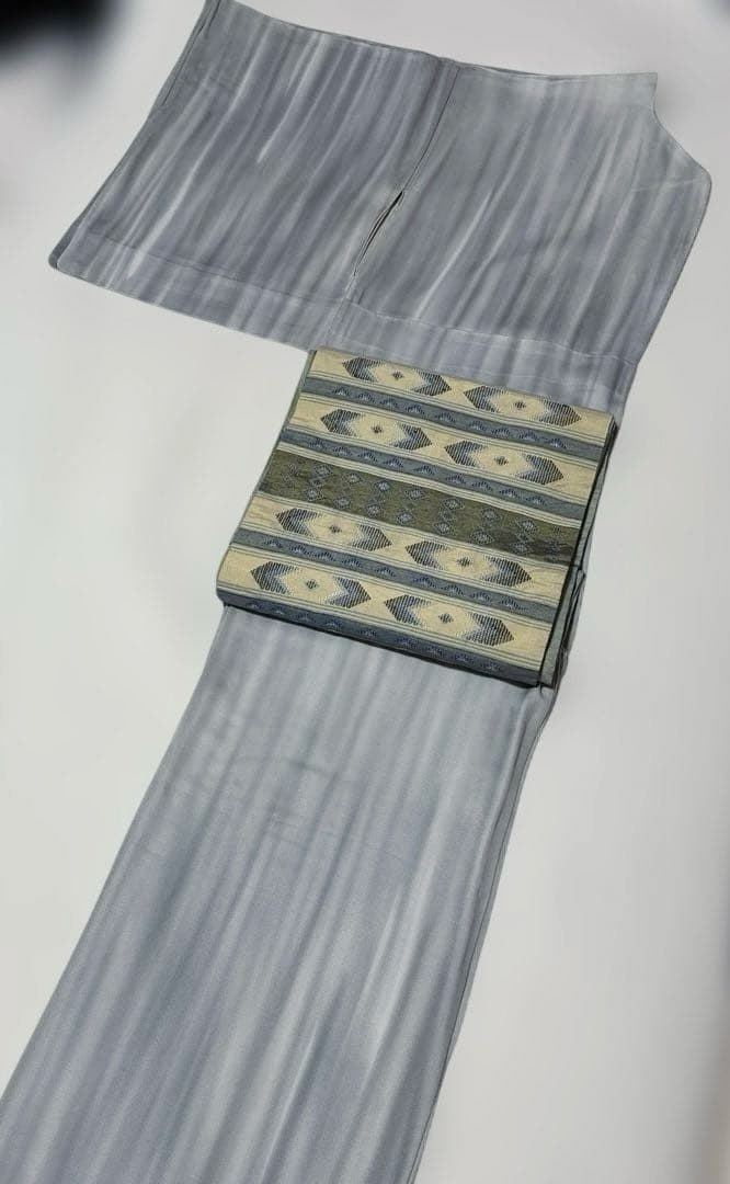 【希少トールサイズ】着物作家　斉藤三才　単衣　正絹　落款あり 霞ぼかし 名品