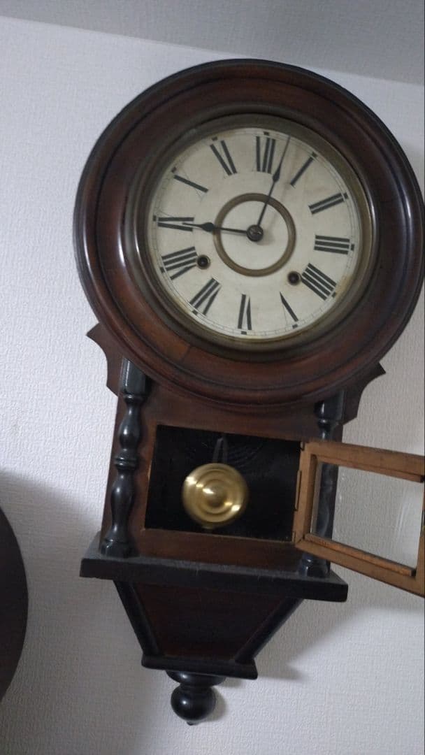 木製クラシック掛時計 振り子付き 柱時計 古時計