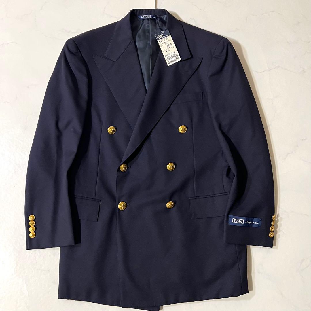 未使用タグ付 ポロバイラルフローレン 紺ブレ 金ボタン テーラードジャケット
