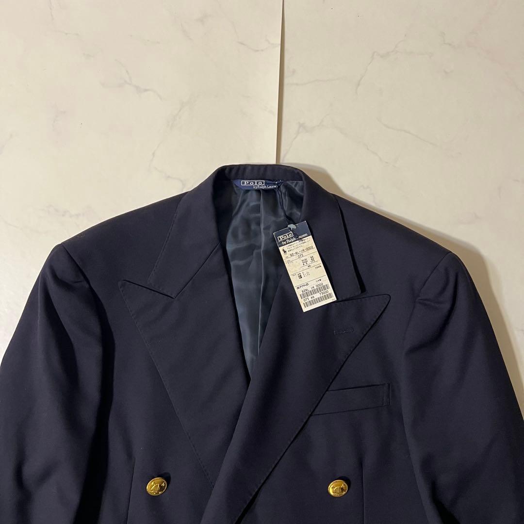 未使用タグ付 ポロバイラルフローレン 紺ブレ 金ボタン テーラードジャケット