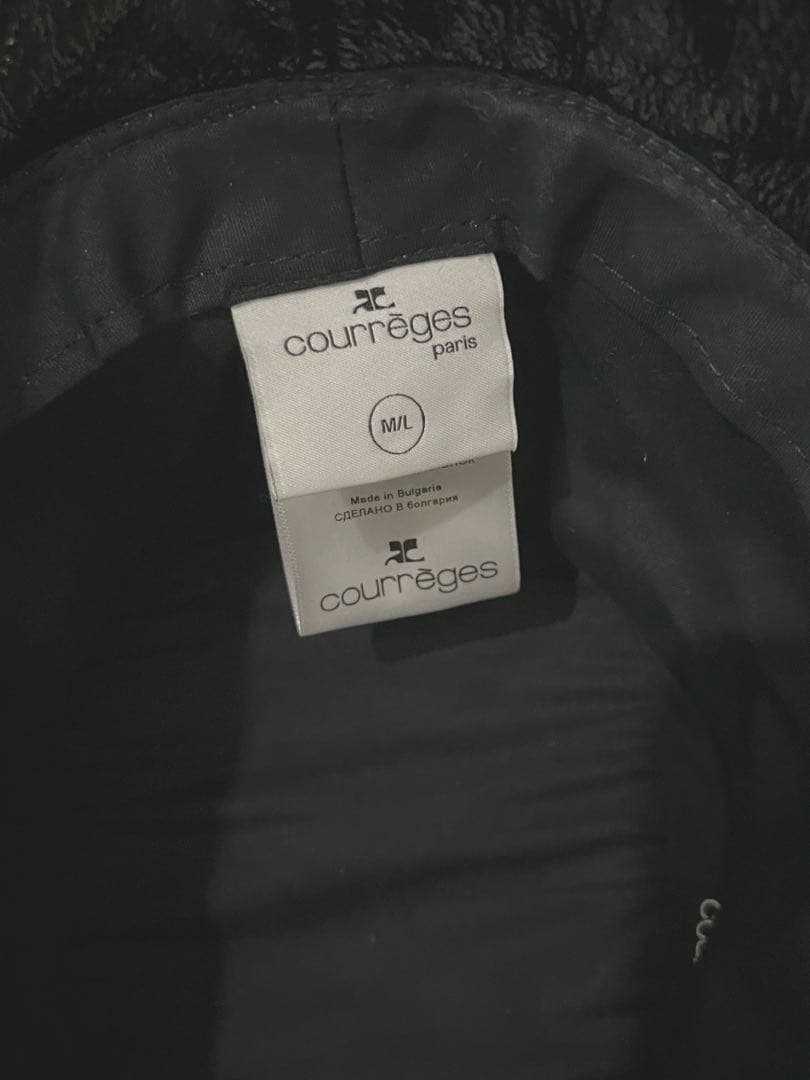 Courreges クレージュ 黒 エナメル バケットハット ML