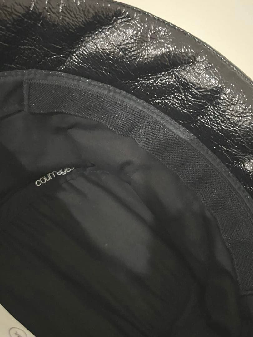 Courreges クレージュ 黒 エナメル バケットハット ML