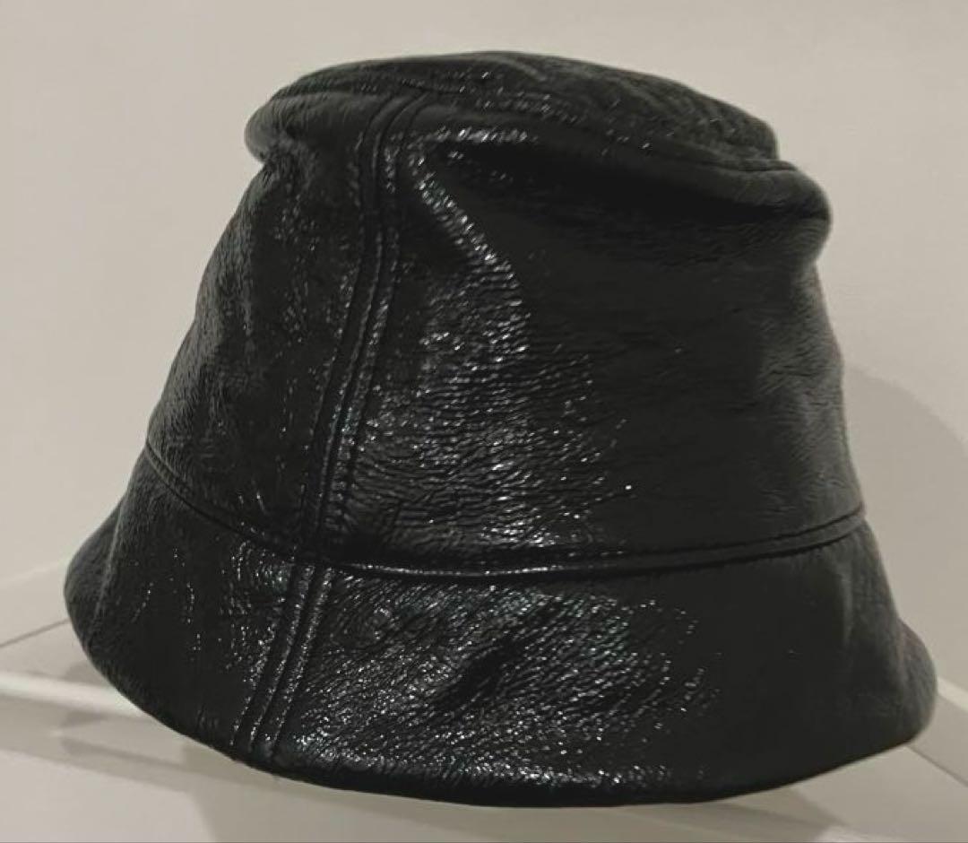 Courreges クレージュ 黒 エナメル バケットハット ML