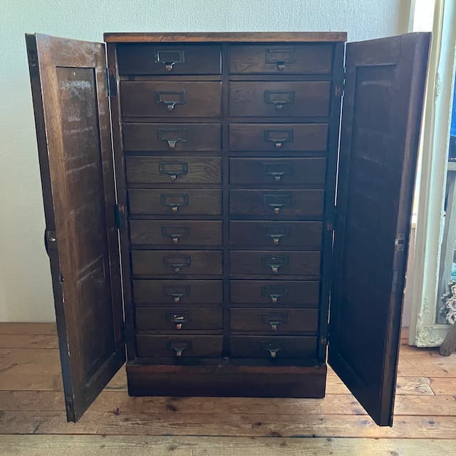 ヴィンテージ 書類ケース 引き出し 書類棚 棚 木製チェスト 箪笥 レトロ 北欧