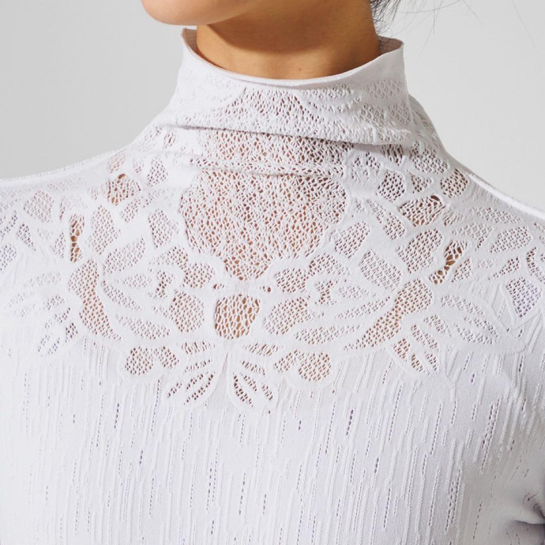 長袖　ハイネック バレエ　ヨガ　社交ダンス　ベリーダンス　白　ホワイト　グレー