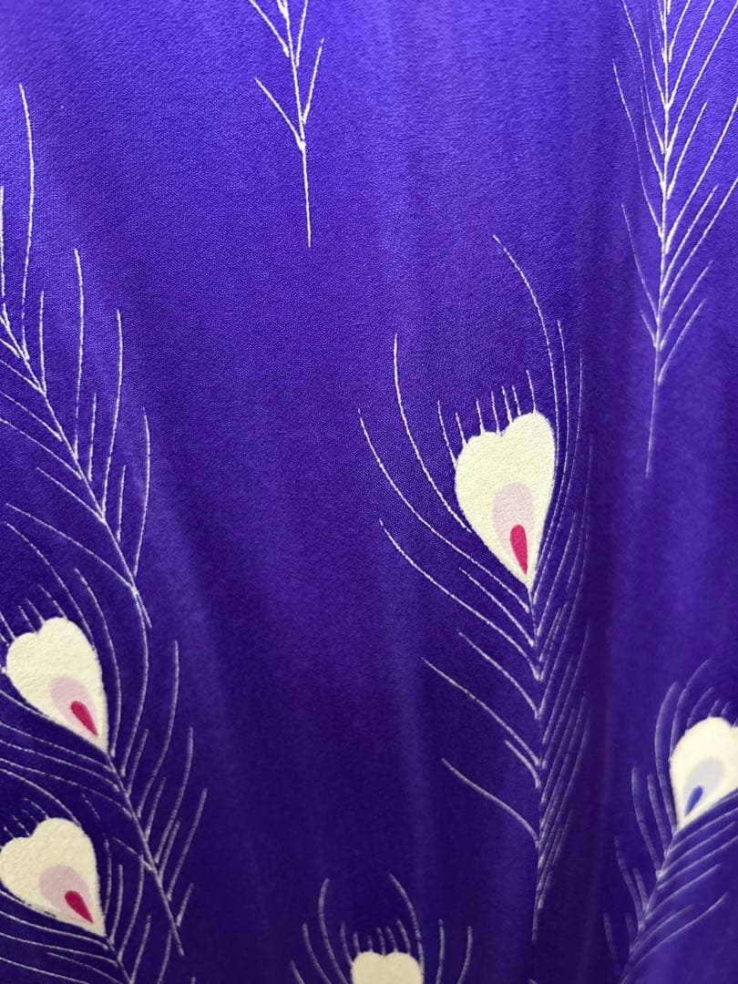 お値下げ高身長 振袖 孔雀 駒刺繍 羽根柄 紫 ぼかし 身丈169 裄67