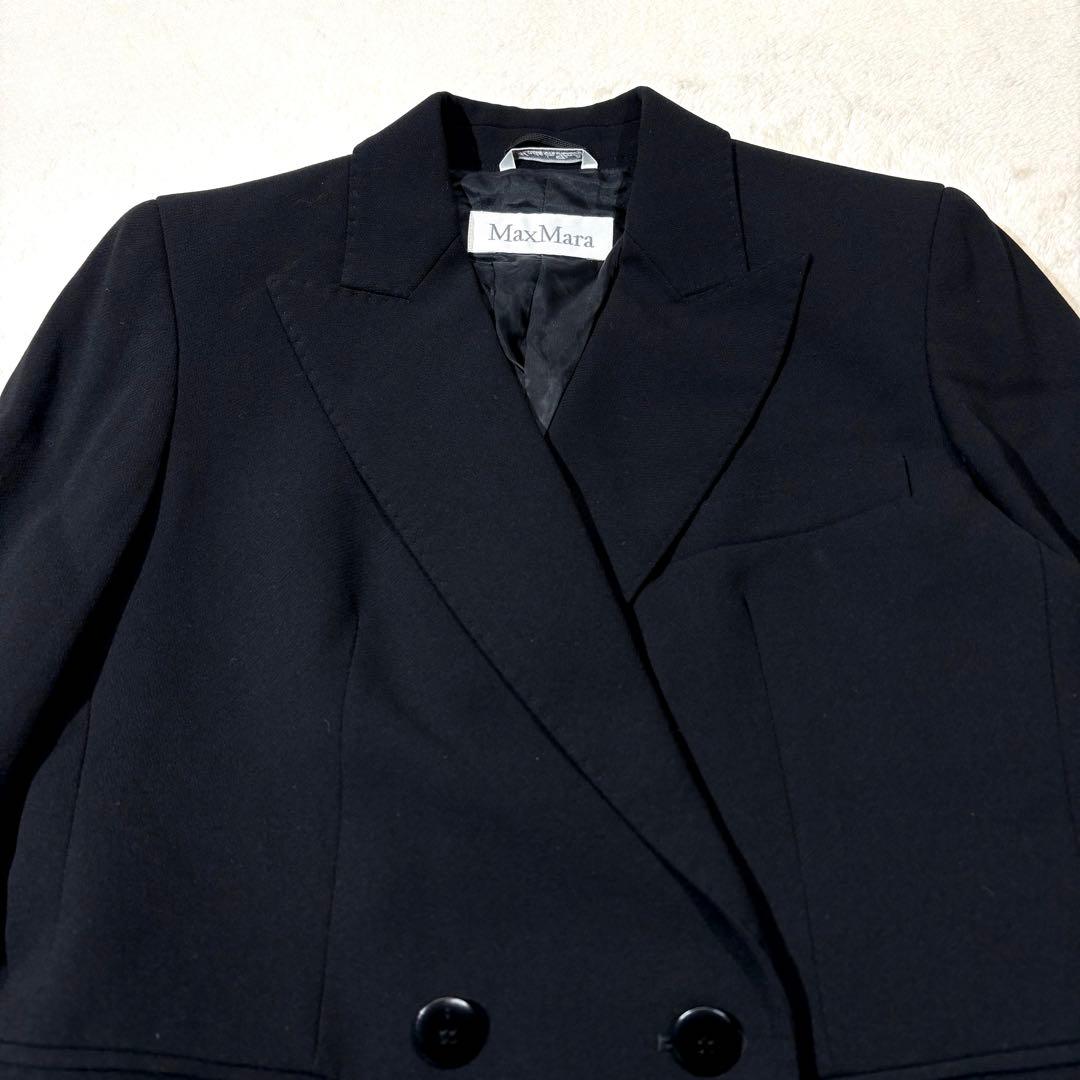 《美品》MaxMara 最高級白タグ ウール テーラードジャケット 黒 38