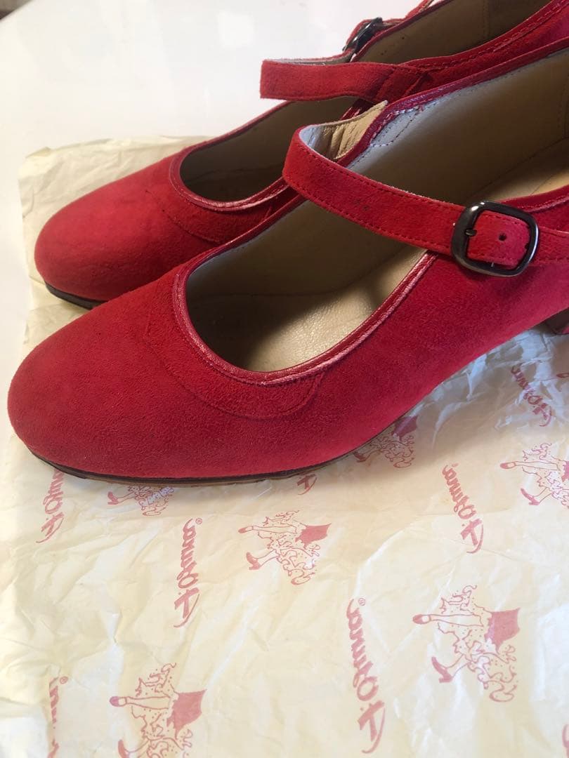 フラメンコ靴 39 オスーナプロベルトスエード赤