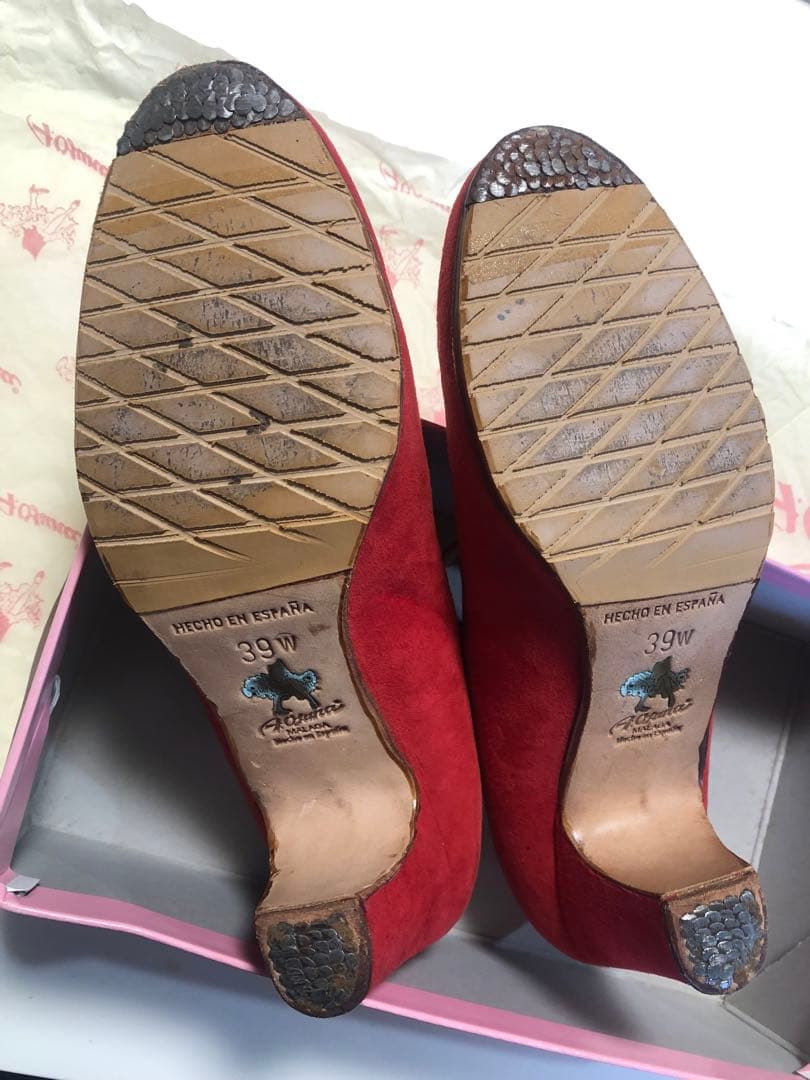 フラメンコ靴 39 オスーナプロベルトスエード赤