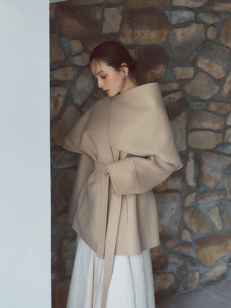 リバーウールミドルマフラーコート/anuans 新品タグ付き