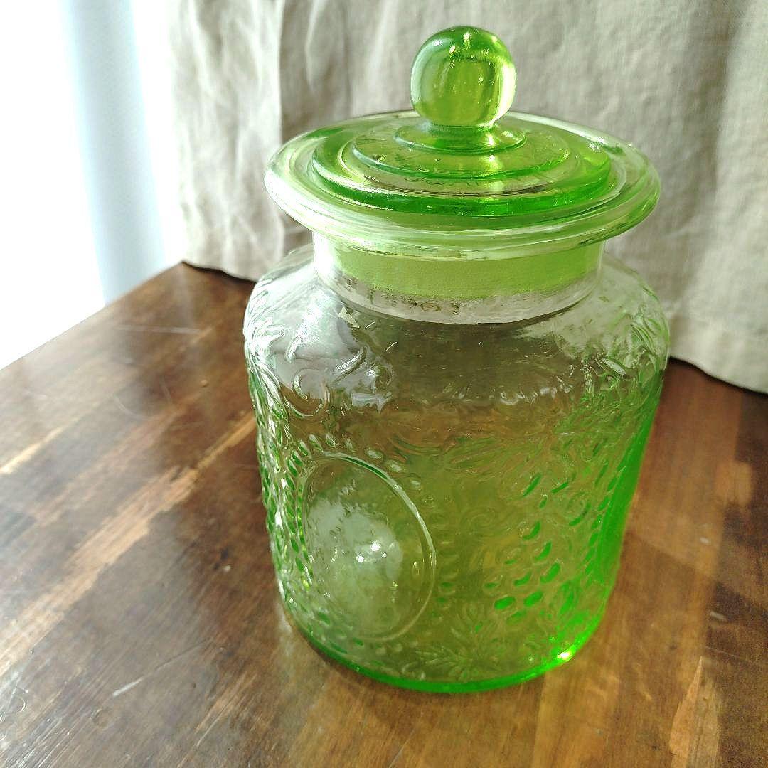 アンティーク 飴屋瓶 あめや瓶 ウランガラス和ガラス 菓子瓶 古道具 レトロ