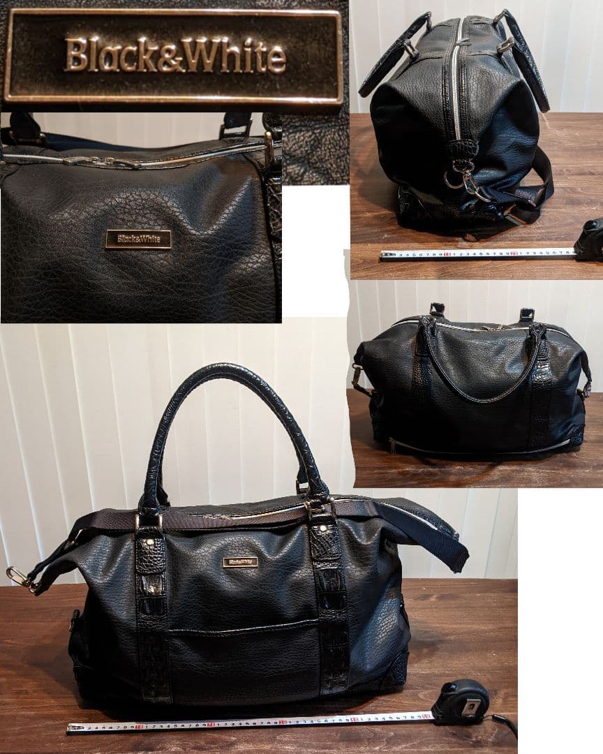 ブラック&ホワイト　ゴルフ　2way　トートバッグ　ショルダーバッグ　靴入れ