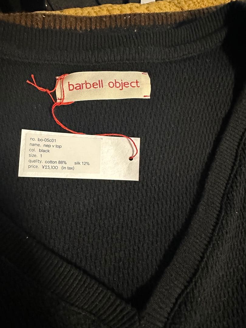 トップス 25aw barbell object nep v top BLACK 1