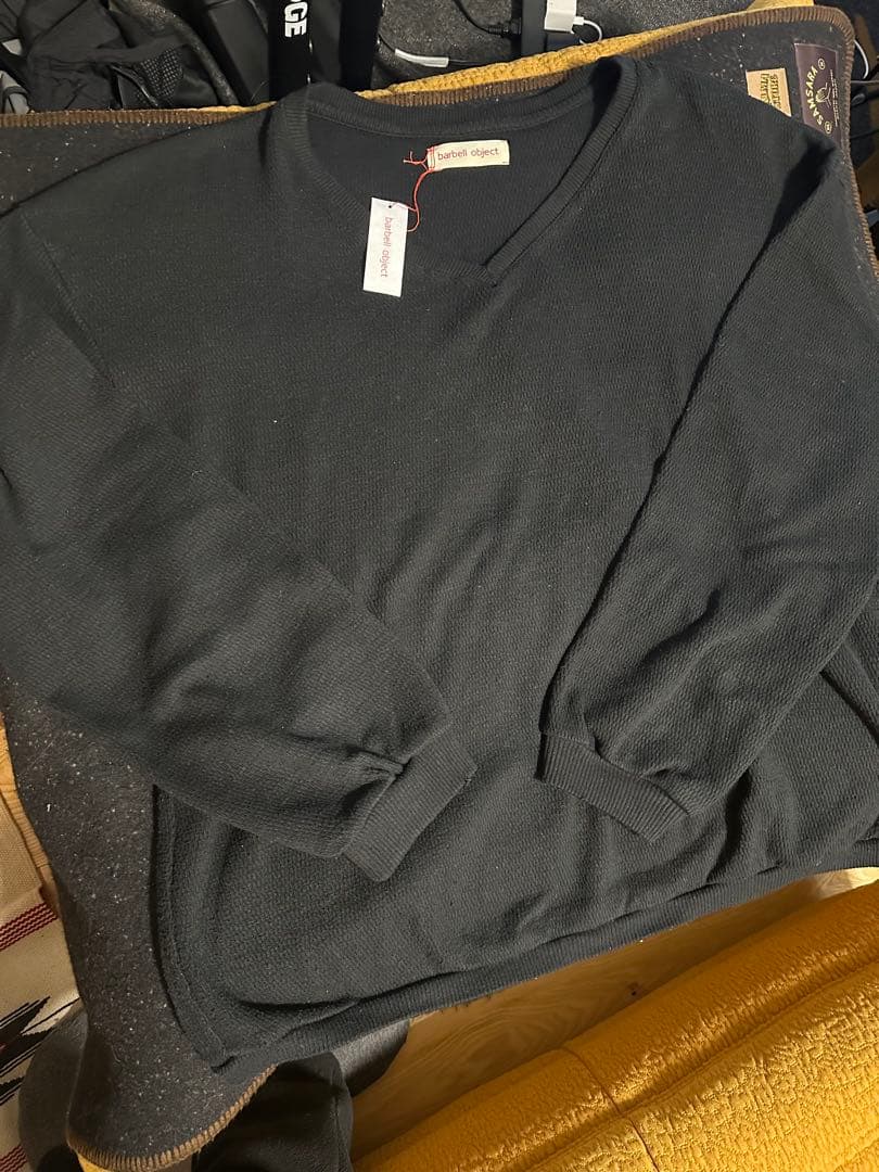 トップス 25aw barbell object nep v top BLACK 1