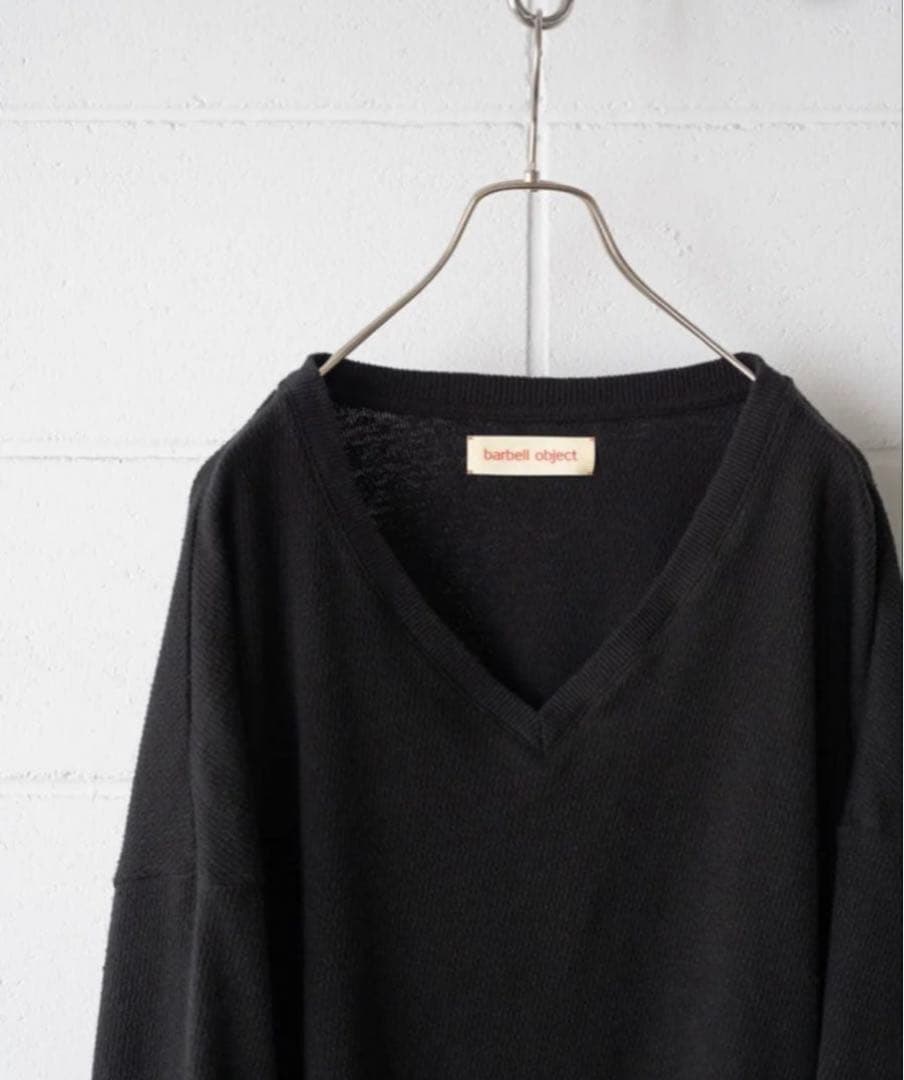 トップス 25aw barbell object nep v top BLACK 1