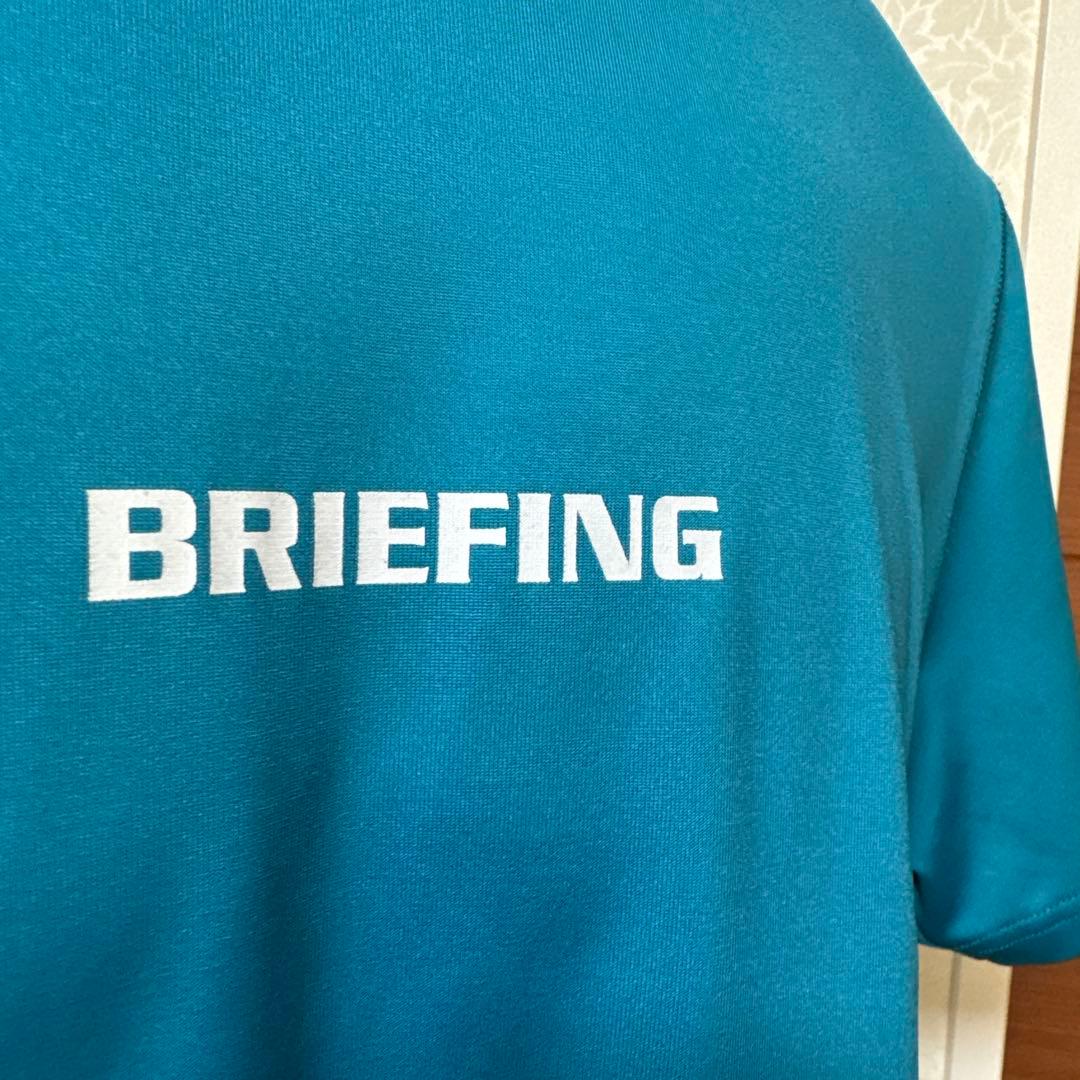 BRIEFING モックネック 半袖Tシャツ ブルー　L