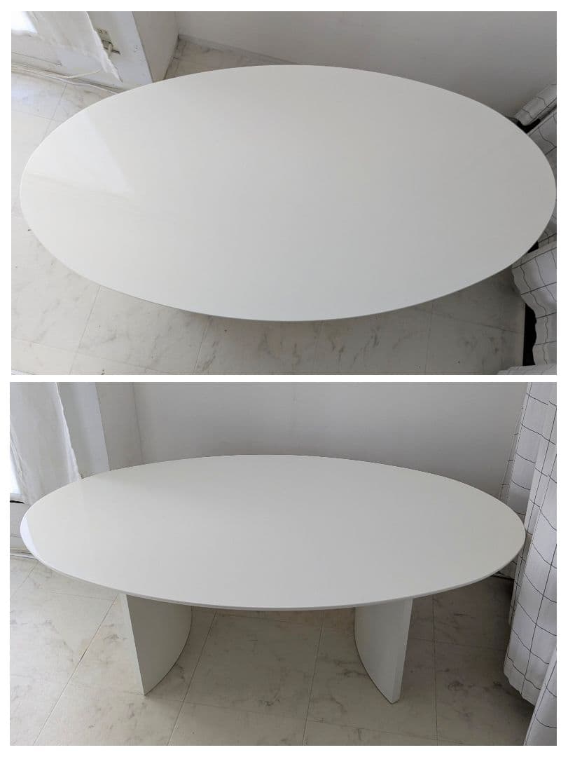 80-90s ビンテージ リビング センター テーブル /白 オーバル モダン