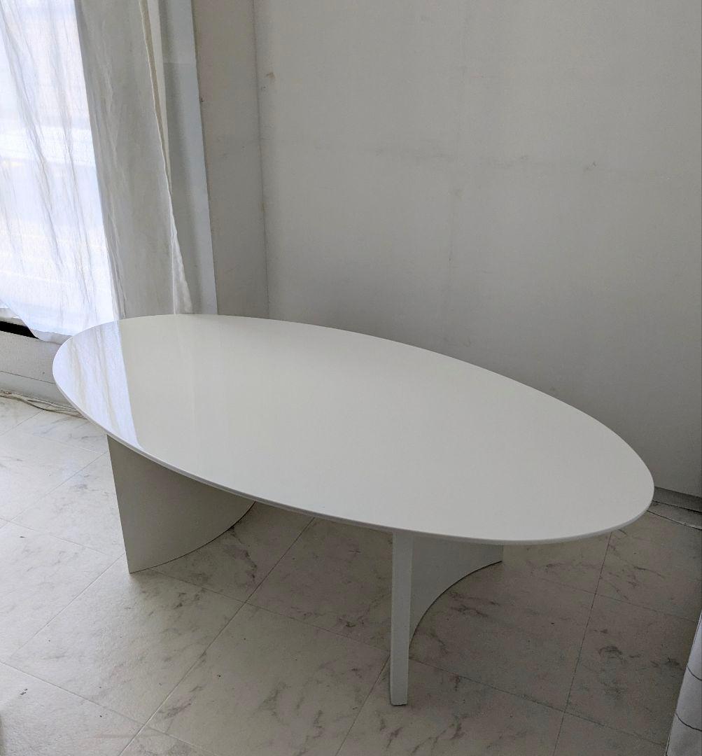 80-90s ビンテージ リビング センター テーブル /白 オーバル モダン