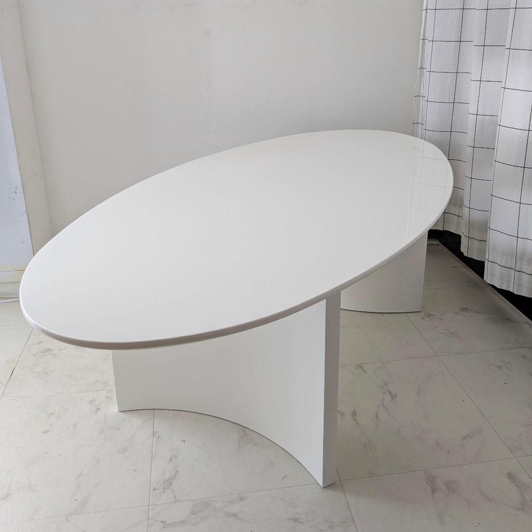 80-90s ビンテージ リビング センター テーブル /白 オーバル モダン