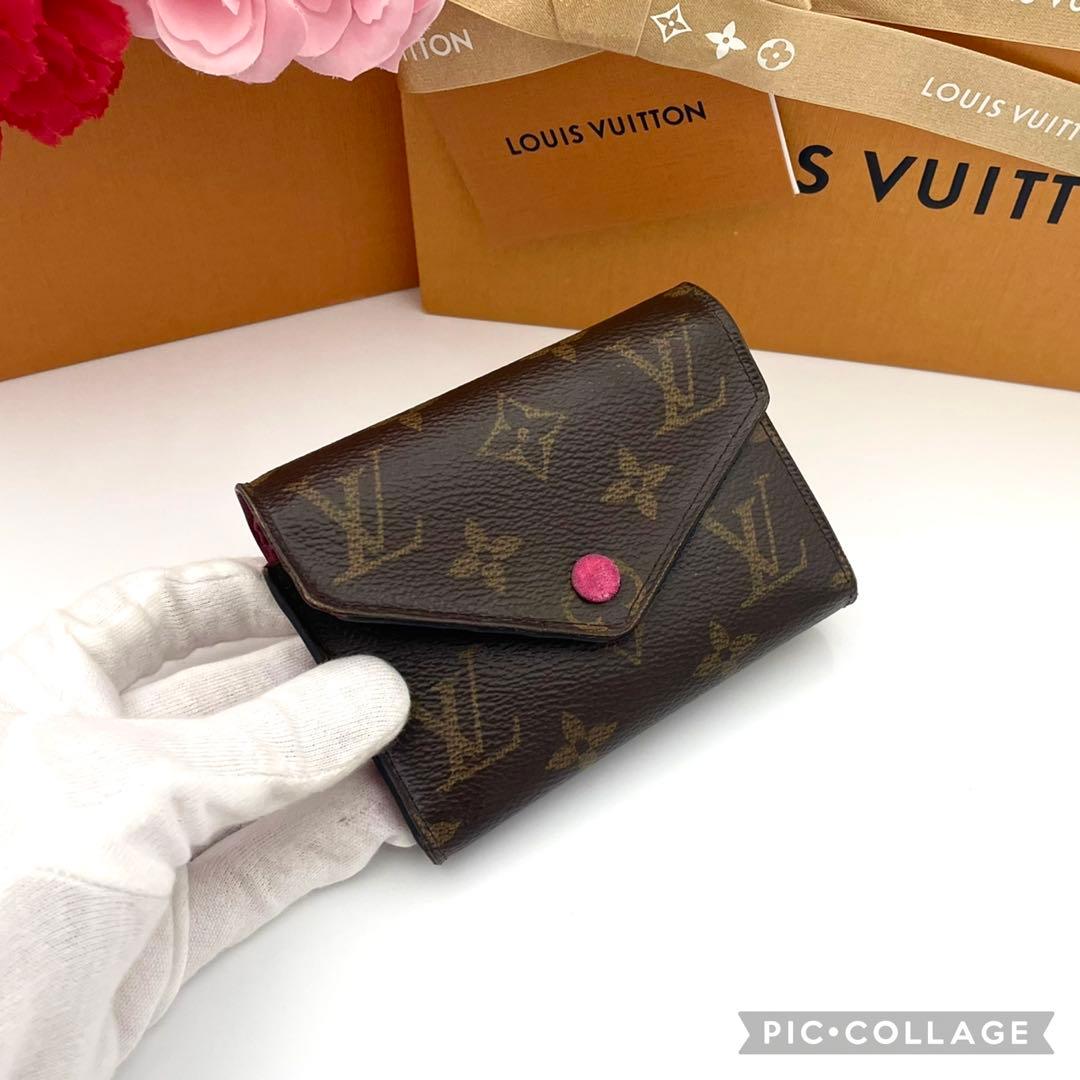 ルイヴィトン ポルトフォイユ ヴィクトリーヌ フューシャ　三つ折り財布