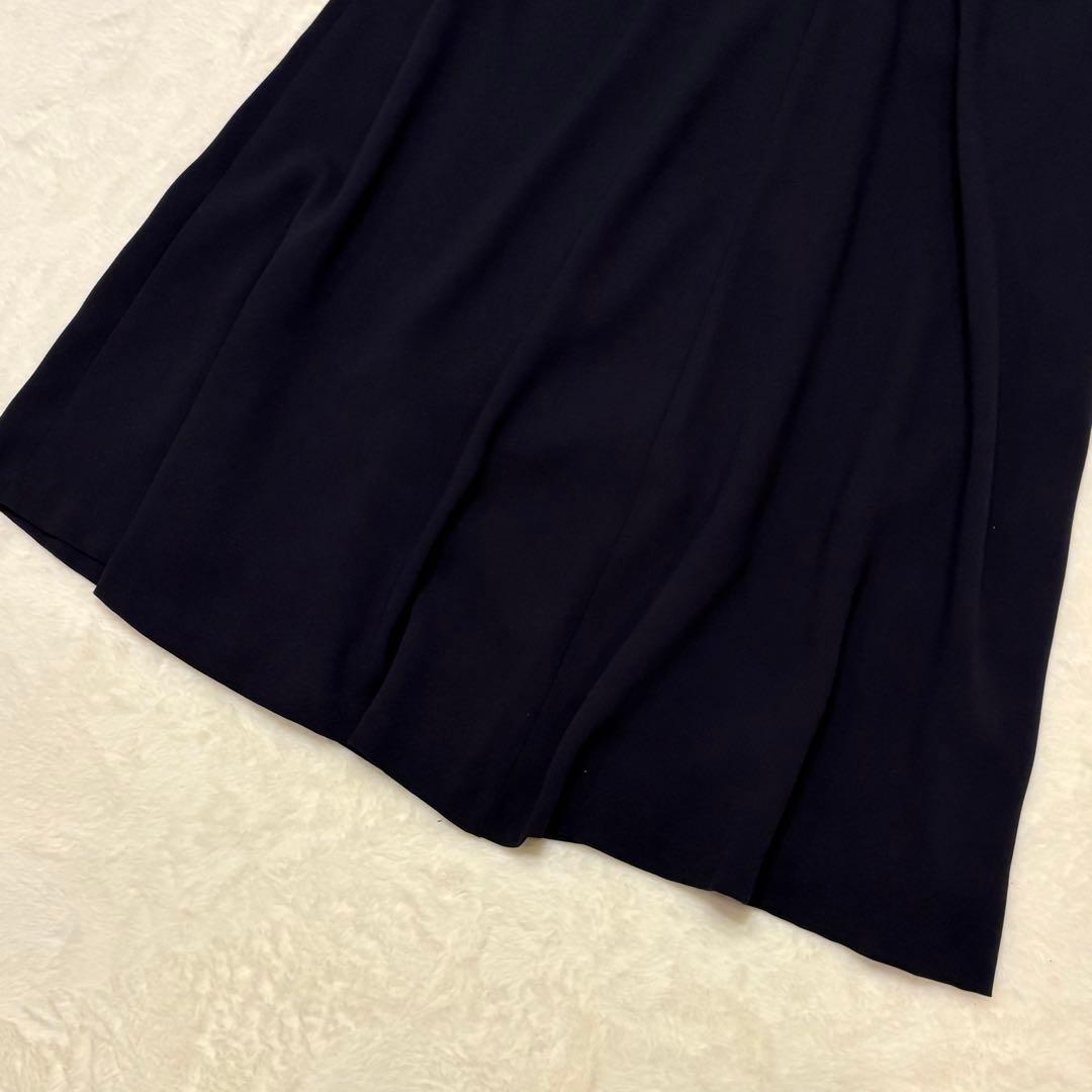 23区 キーネック ドルマン ジョーゼットロングワンピース 38 紺