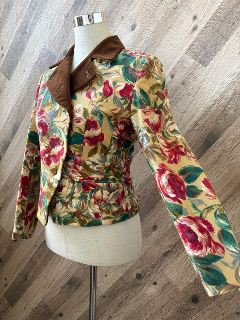 KENZO ケンゾー 日本製 ベロア 切替 花柄 総柄 テーラードジャケット