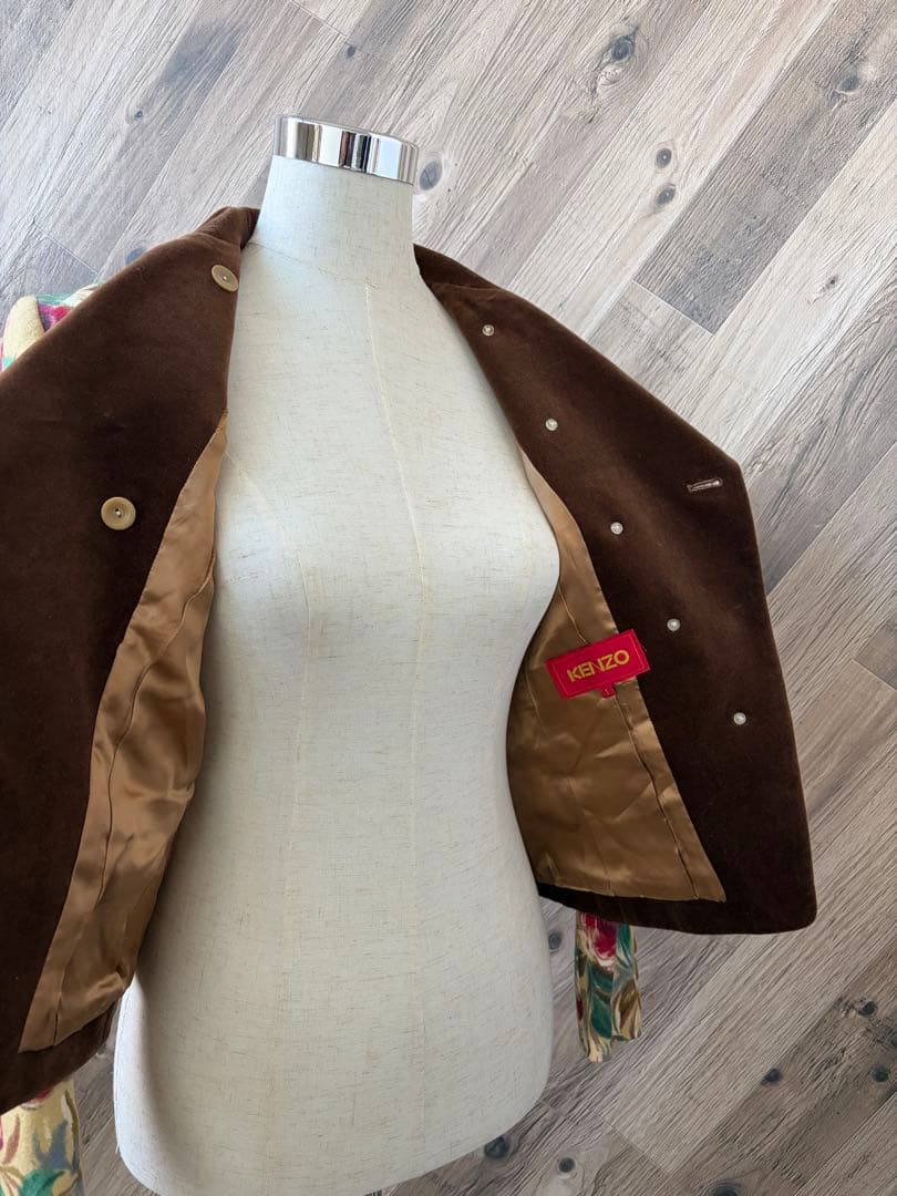 KENZO ケンゾー 日本製 ベロア 切替 花柄 総柄 テーラードジャケット