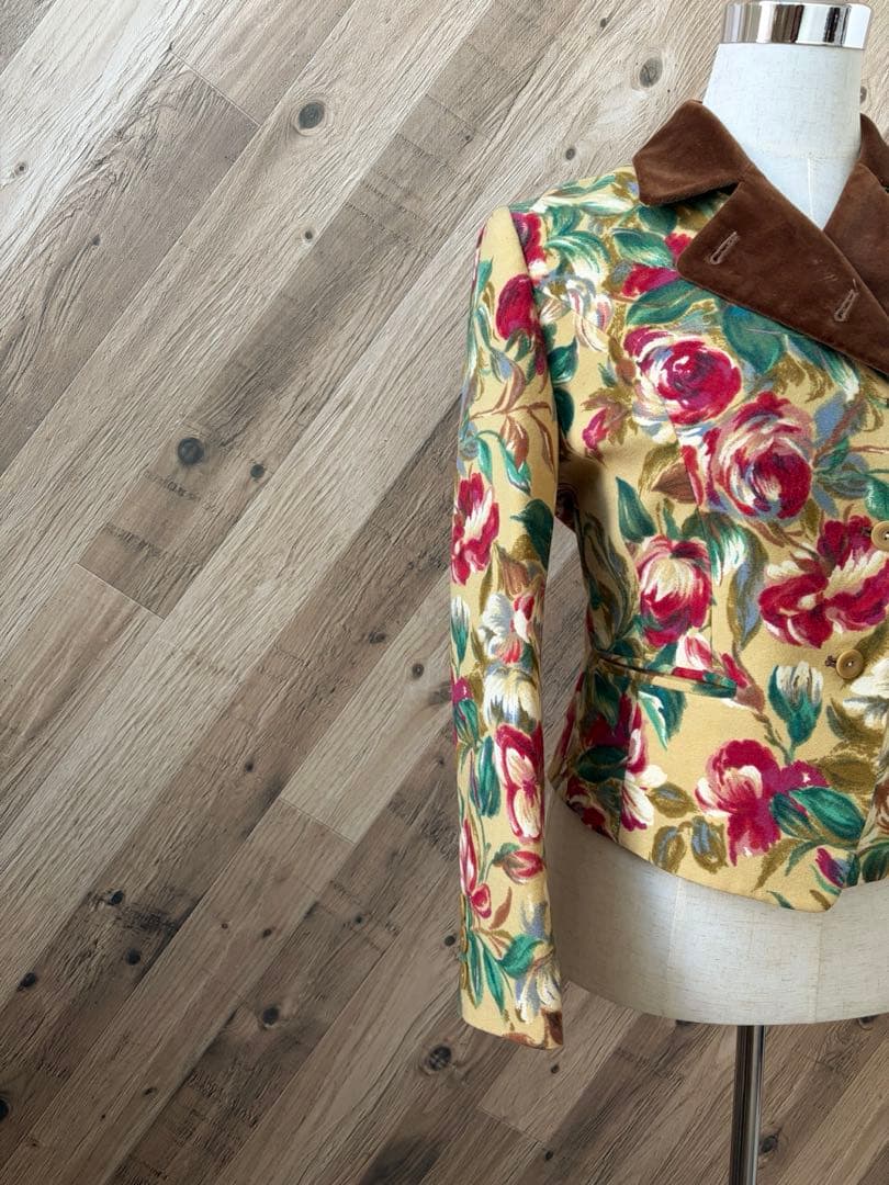 KENZO ケンゾー 日本製 ベロア 切替 花柄 総柄 テーラードジャケット