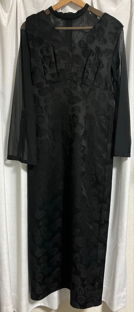 AIMER チュールブラウス付きジャカードIラインドレス