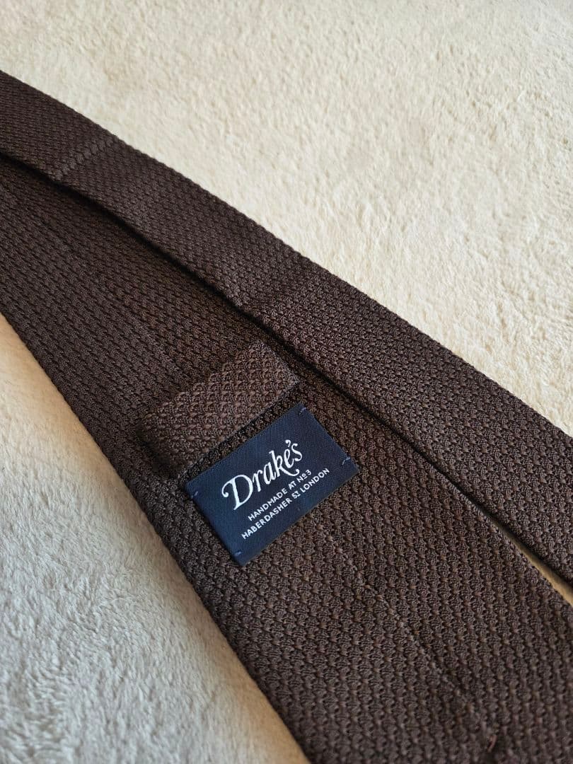 Drake's グレナディンシルクタイ ブラウン
