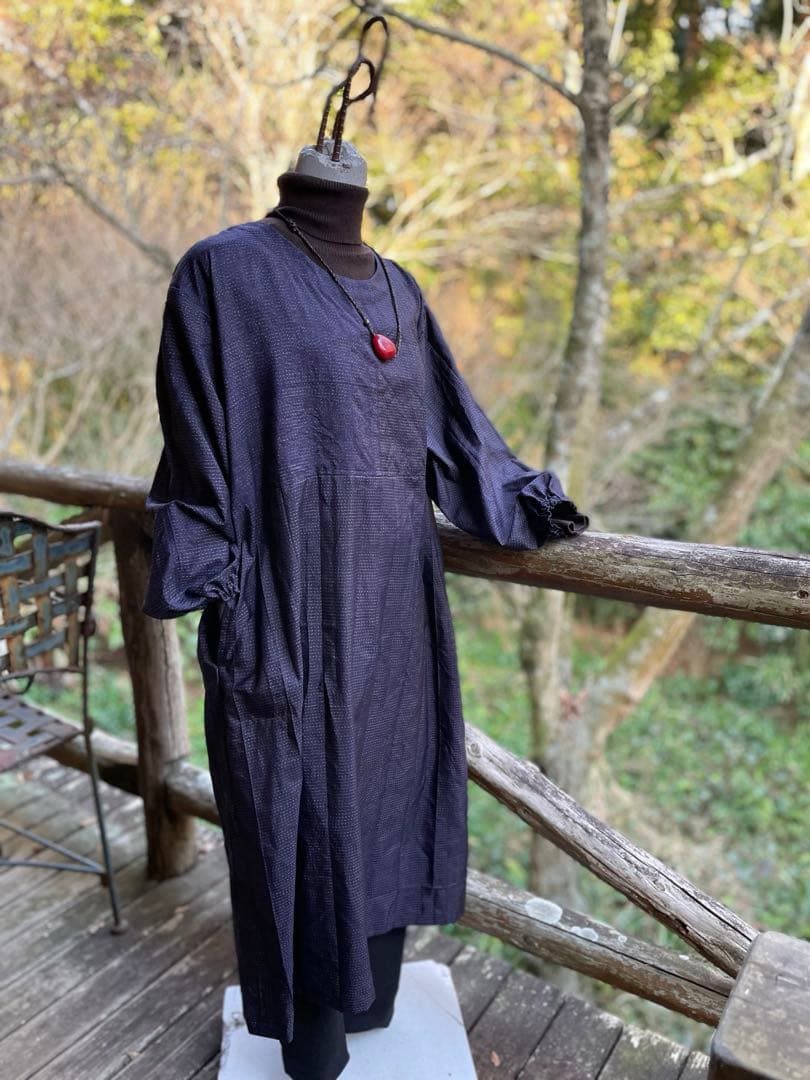 藍絣　正絹　ワンピース